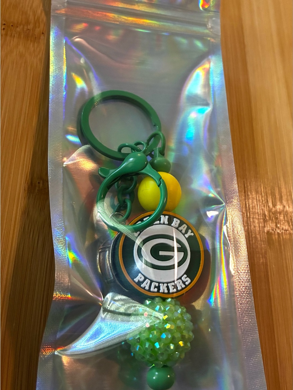 Packers Beaded Keychain - Green & Yellow - Picture 4 of 4